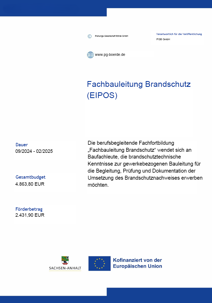 Förderplakat Fachbauleitung Brandschutz (EIPOS)