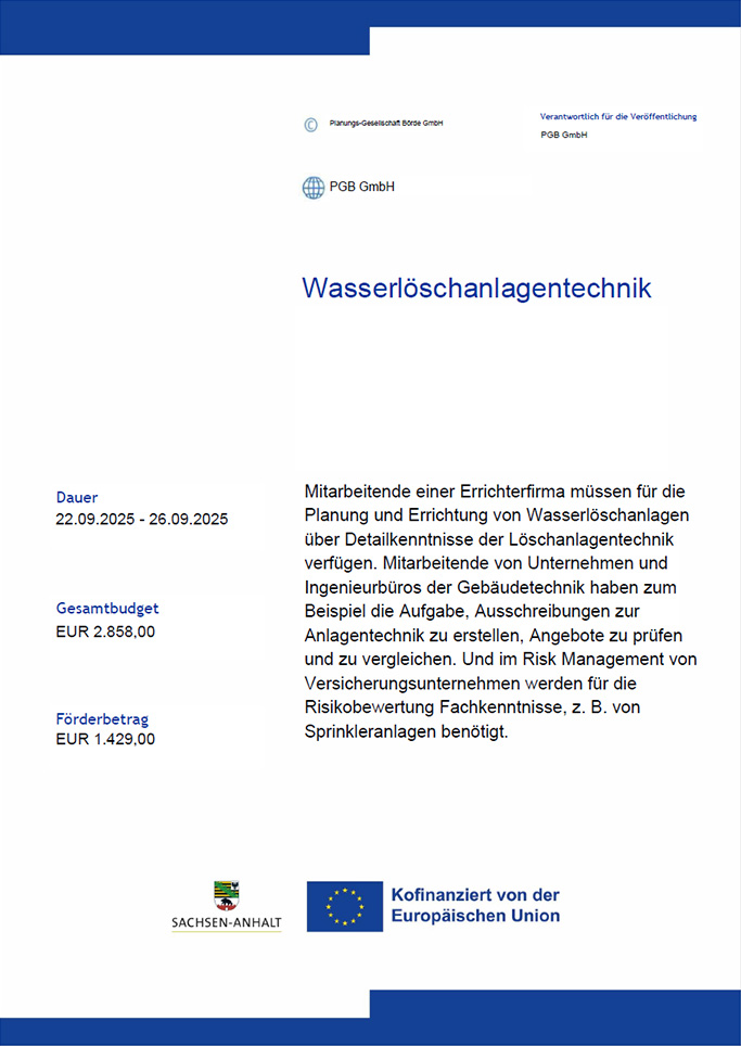 Förderplakat "Wasserlöschanlagetechnik"