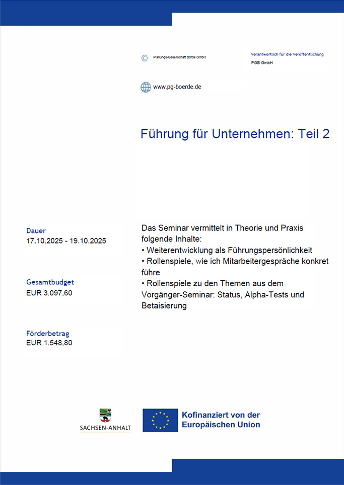Förderplakat "Führung für Unternehmen"